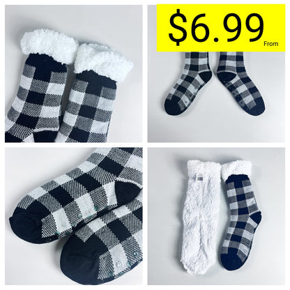 Cozy Winter Fleece Non-Slip Grip Socks For Women With Thick Cushioning