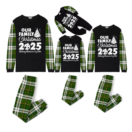 2025 Our Family Christmas Matching Pajamas -Green Plaid