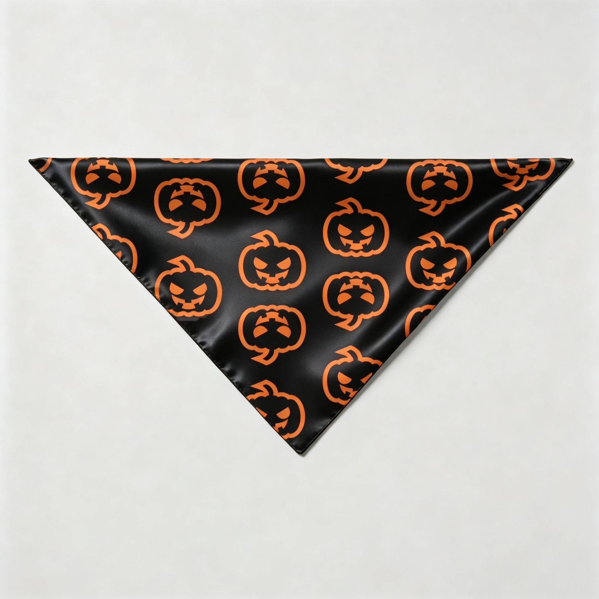 Black Orange Jack-O-Lantern Print Satin Button-Up Family Halloween Pajamas Set
