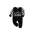We Wish You a Merry Christmas Tree Family Pajamas Set - Black Top Black and White Plaid Pants Holiday Graphic