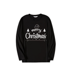 "Merry Christmas" White Letter 2025 Black Long Sleeve Top with Black And Green Plaid Pants Family Matching Pajamas