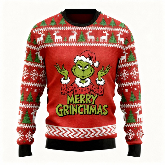 Funny Christmas Gift Cartoon Pattern Print Sweater - Ugly & Cozy Unisex Pullover