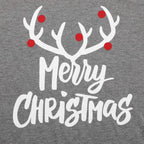 MERRY CHRISTMAS Antler Print Grey Top with Black and Red Plaid Pants Family Matching Pajamas Set JJF-005