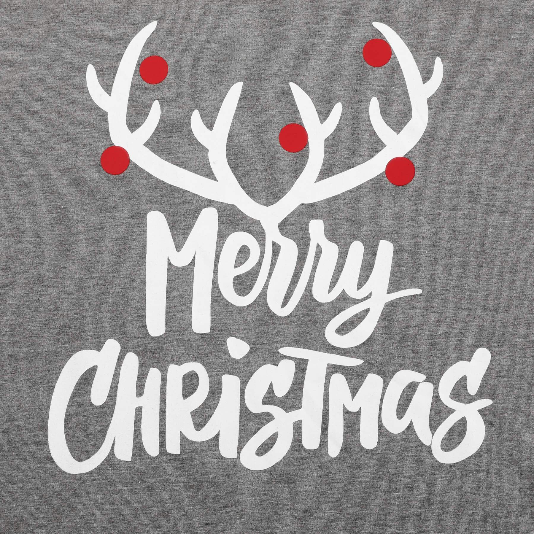 MERRY CHRISTMAS Antler Print Grey Top with Black and Red Plaid Pants Family Matching Pajamas Set JJF-005