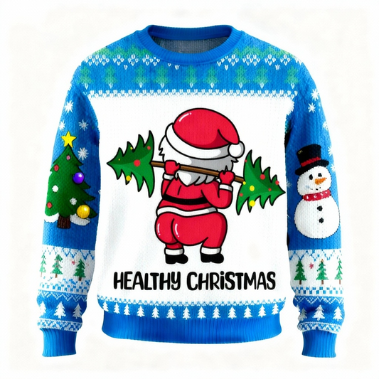 Funny Christmas Gift Santa Print Sweater - Ugly & Cozy Unisex Pullover