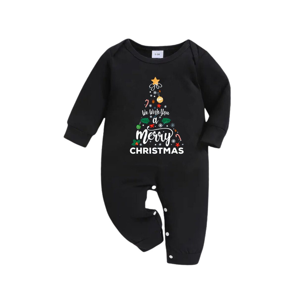 "We Wish You a Merry Christmas" Printed Black & Green Plaid Pants Family Matching Pajamas