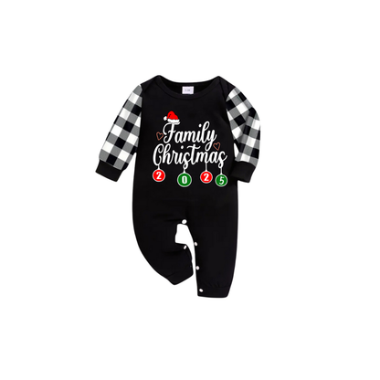 Make Christmas Great Again Family Pajamas Set - Black Top Black and White Plaid Pants Santa Claus Graphic