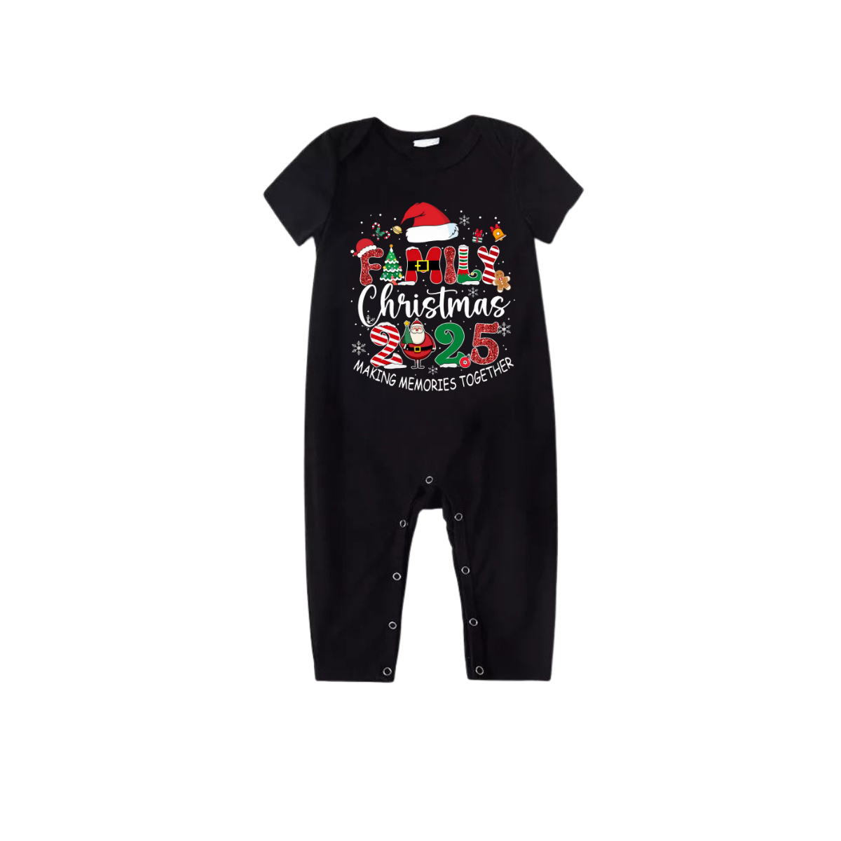 Red and Black Plaid Short Sleeve Christmas Pajamas Set With "Family Christmas 2025 Making Memories Together" Text Print