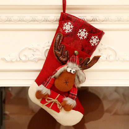 Christmas Ornaments Santa Snowman Elk with Scarf and Gift Box Christmas Socks Candy Bags