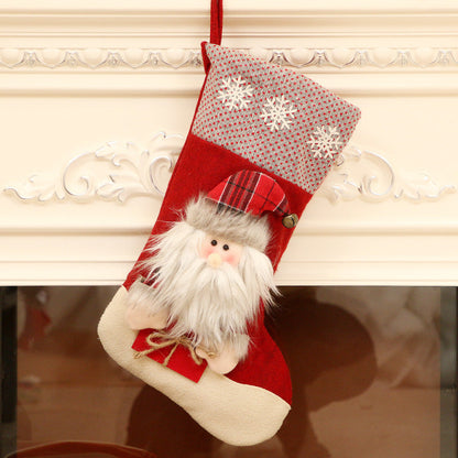 Christmas Ornaments Santa Snowman Elk with Scarf and Gift Box Christmas Socks Candy Bags