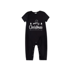 Merry Christmas White Letter Family Pajamas Set - Black Top Red Pants Red Plaid Pattern Letter Print