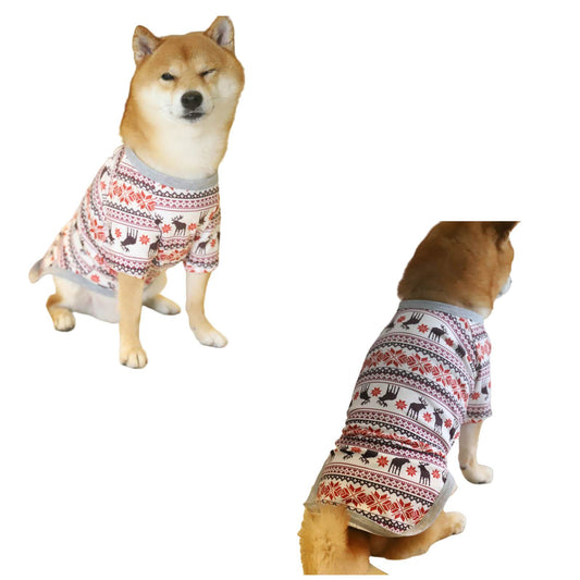 Merry Christmas Elk and Snowflake Print Pet Dog Clothes Pet Outfits