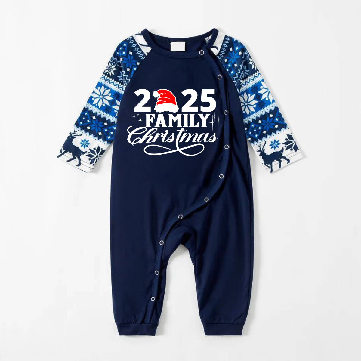 "2025 Family Christmas" Letter Print Blue Family Matching Pajamas Sets