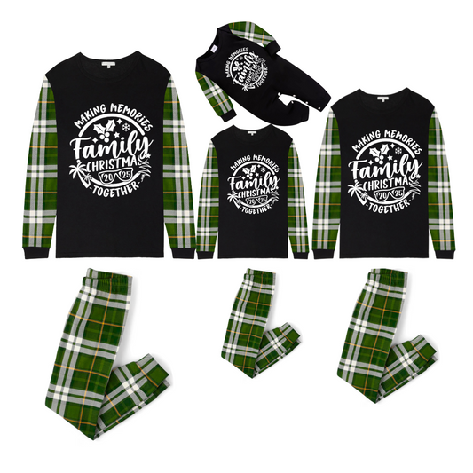 Making Memories Family Christmas Pajamas - Black & Green Plaid