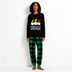 "HANGING WITH MY GNOMIES" Green and Black Plaid Family Matching Pajamas