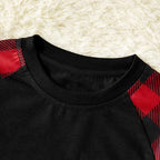 Christmas Tree & "2026 Making Memories Together" Patterned Contrast top and Black & Red Plaid Pants Couple Matching Pajamas Set