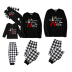 "Christmas With My Tribe" Pattern Printed- Black and White Plaid Family Matching Pajamas