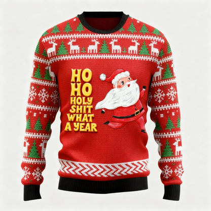 Funny "HO HO HO" Pattern Print Sweater - Ugly & Cozy Unisex Pullover