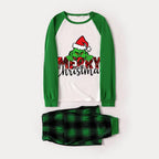 Christmas Cartoon and “Merry Christmas” Letter Print Family Matching Raglan Long-sleeve Pajamas Sets