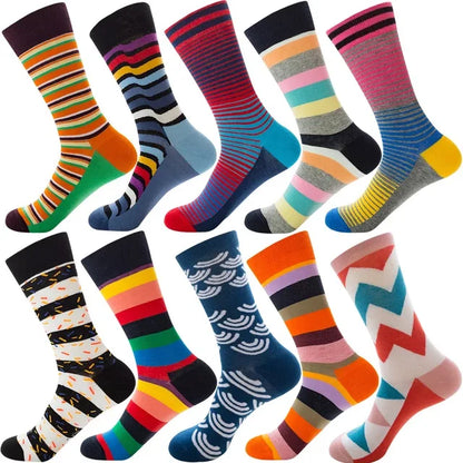 3 Pairs Lot Pack Men Women Couples Lover Socks New Arrival Rhombus Animal Christmas Cartoon Fruit Food Dot Cotton Happy Socks