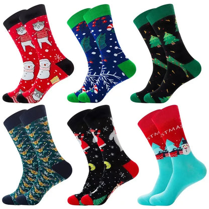 3 Pairs Lot Pack Men Women Couples Lover Socks New Arrival Rhombus Animal Christmas Cartoon Fruit Food Dot Cotton Happy Socks
