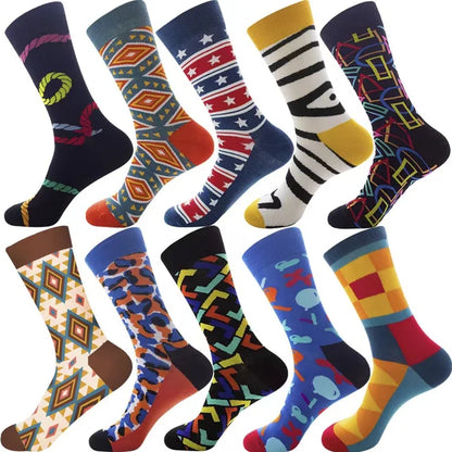 3 Pairs Lot Pack Men Women Couples Lover Socks New Arrival Rhombus Animal Christmas Cartoon Fruit Food Dot Cotton Happy Socks