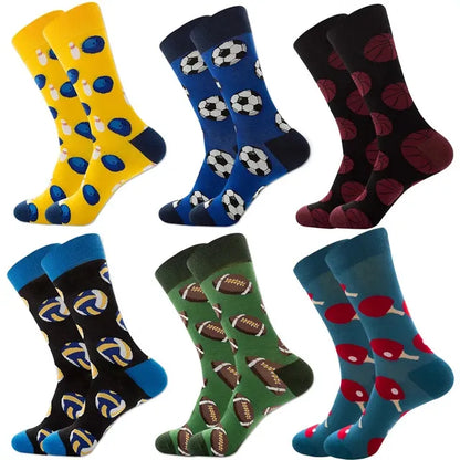 3 Pairs Lot Pack Men Women Couples Lover Socks New Arrival Rhombus Animal Christmas Cartoon Fruit Food Dot Cotton Happy Socks