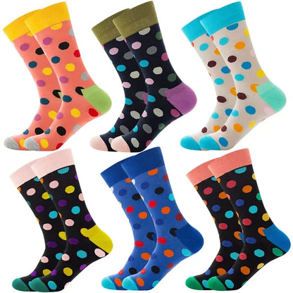 3 Pairs Lot Pack Men Women Couples Lover Socks New Arrival Rhombus Animal Christmas Cartoon Fruit Food Dot Cotton Happy Socks