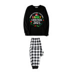 "Family Christmas 2025 Making Memories Together" Text Print Black and White Plaid Family Matching Pajamas