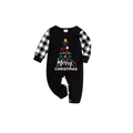 Snoopy and Woodstock Christmas Tree Family Pajamas Set - Black Top Black and White Plaid Pants Cute Graphic