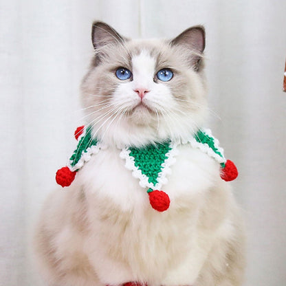 1PC Pet Cat Knitted Five-pointed Star Scarf Collar Pets Christmas Costume