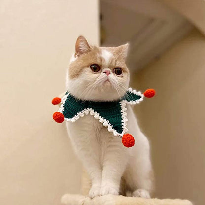 1PC Pet Cat Knitted Five-pointed Star Scarf Collar Pets Christmas Costume