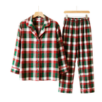 Couple Matching Sleepwear Green Red Plaid Christmas Pajamas Set