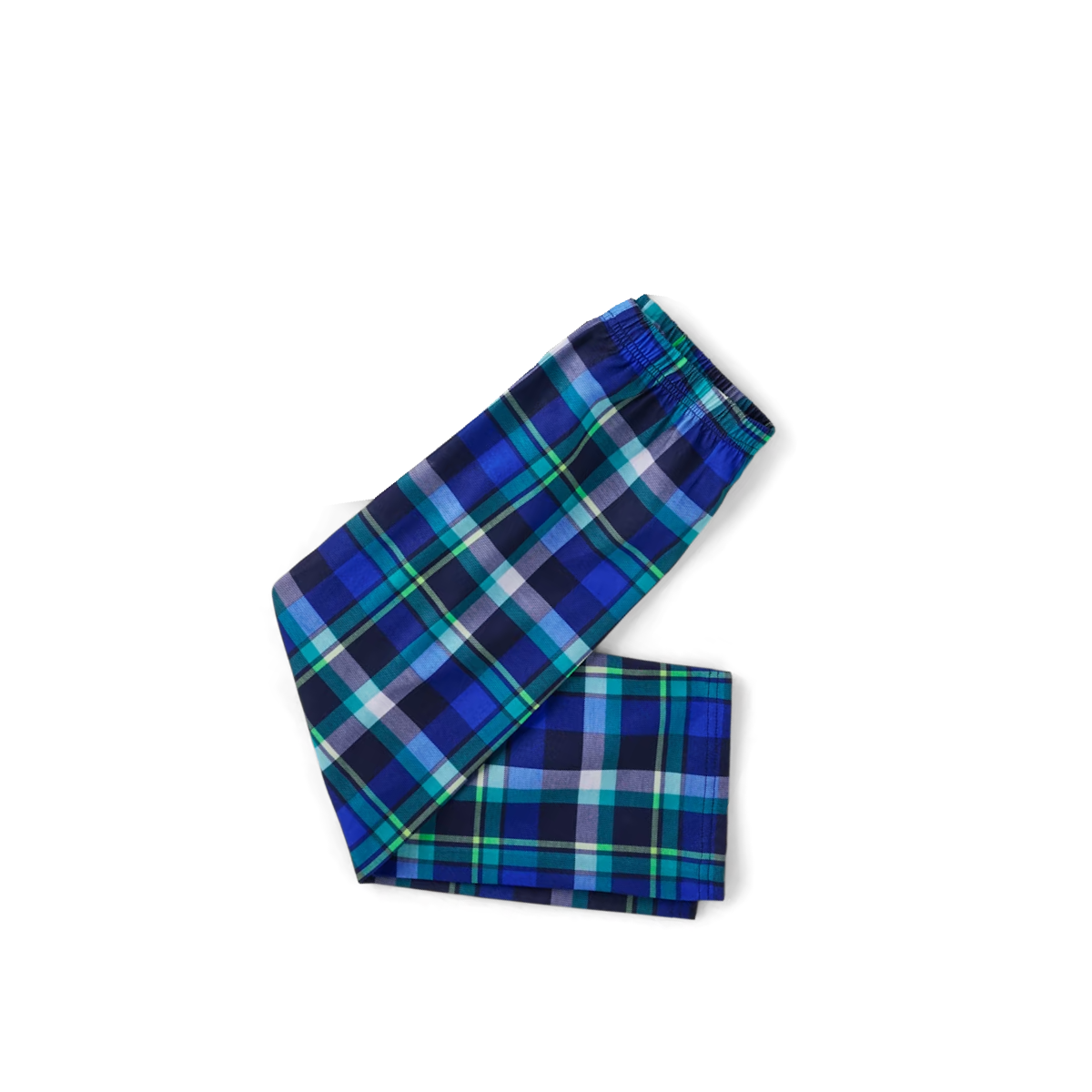 Blue and Green Plaid Christmas Pajamas Set With Santa Claus and "It is the MOST Wonderful TIME of the YEAR" Print