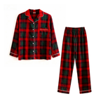 Matching Christmas Red and Green Plaid Button Up Family Pajamas Sets