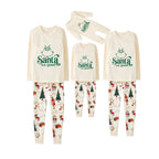 Beige Christmas Pattern Print Christmas Pajamas Set With Grinch Face and Text Print
