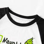 Christmas "Naughty&Nice& I Tried" Letter Print Patterned Casual Long Sleeve Sweatshirts Black Contrast Top and Black and Green Plaid Pants Family Matching Pajamas Sets With Pet Bandana