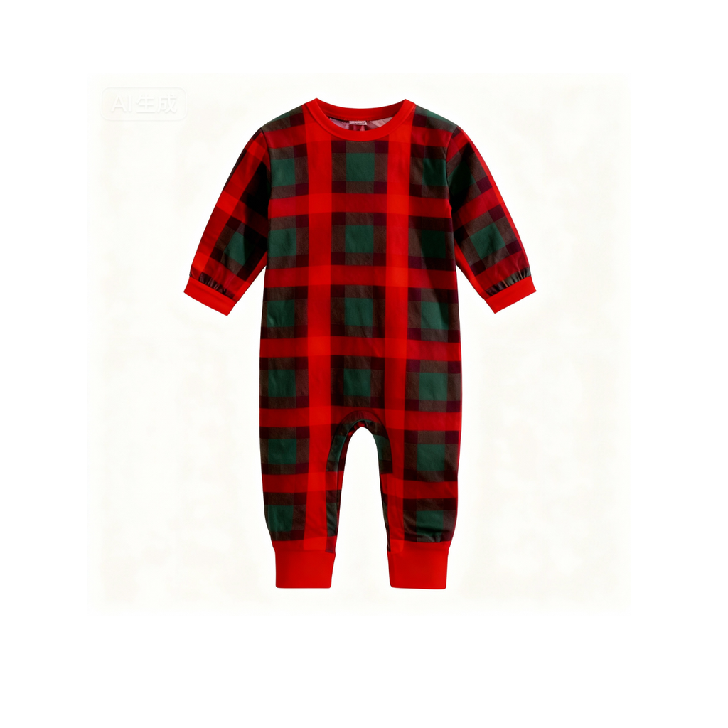 Matching Christmas Red and Green Plaid Button Up Family Pajamas Sets