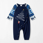 Santa Claus Print Blue Family Christmas Matching Pajamas