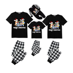Making Memories Together Family Christmas 2025 Pajamas Set - Black Top Black and White Plaid Pants White Text Graphic
