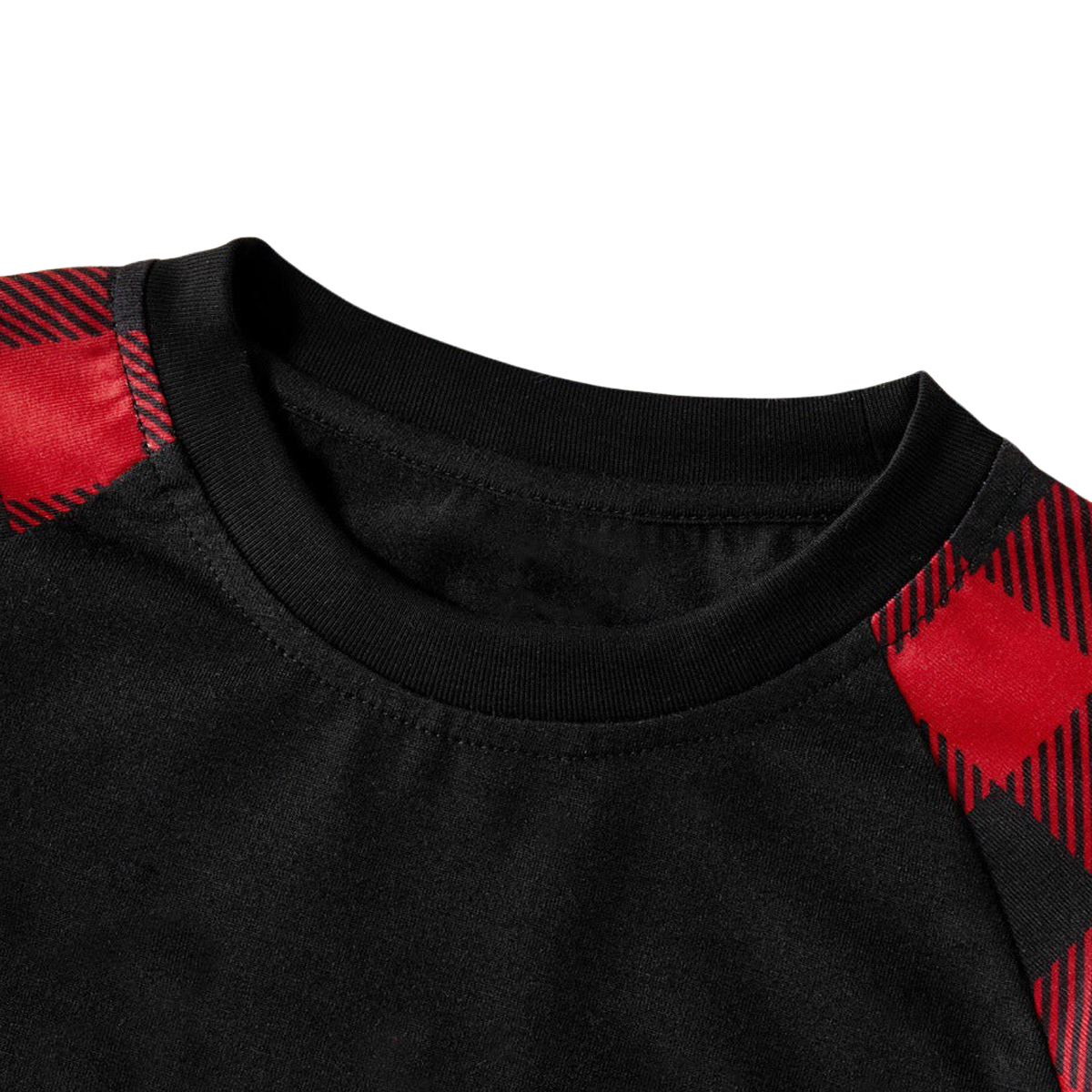 "Family Christmas 2025" Cute Print Black & Red Plaid Christmas Matching Pajamas
