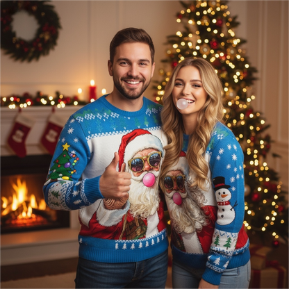 Jolly Santa Pattern Print Sweater - Ugly & Cozy Unisex Pullover