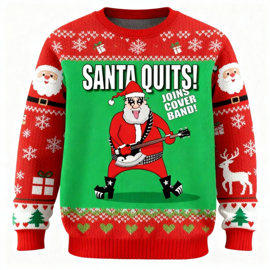 Rocker Satr Santa Claus Pattern Ugly Sweater - Unisex Christmas Party Essential