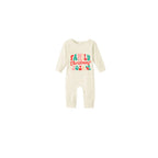 Beige Christmas Pattern Print Christmas Pajamas Set With Colorful "Family Christmas 2026" Text Print