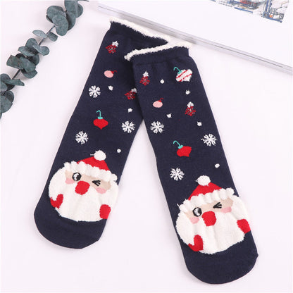 Women Christmas Socks Cute Cartoon Elk Socks 3 Pairs EJ518