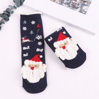 Women Christmas Socks Cute Cartoon Elk Socks 3 Pairs EJ518