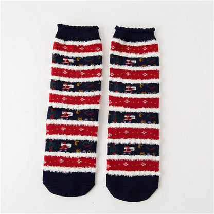 Women Christmas Socks Cute Cartoon Elk Socks 3 Pairs EJ518