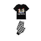 Making Memories Together Family Christmas 2025 Pajamas Set - Black Top Black and White Plaid Pants White Text Graphic