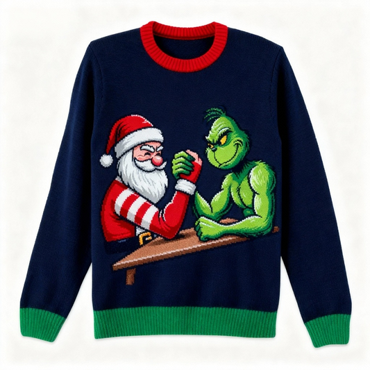 Wacky Cartoon Pattern Print Holiday Sweater - Intentional Festive Quirk