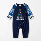 "We Wish You a Merry Christmas" Print Blue Family Christmas Matching Pajamas